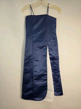 Milano Navy Blue And White Formal Ball Gown Size 8 Girls Special Occasion Dress